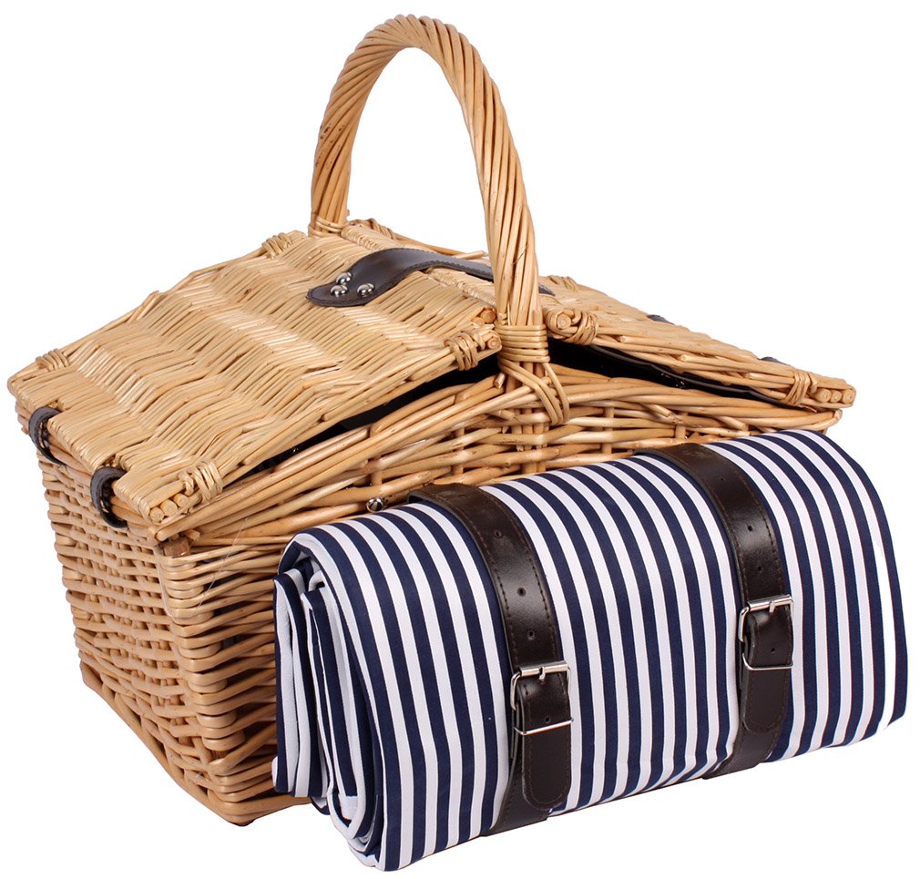 4 people Willow Picnic Basket Set with Cutlery, Plates (Brown)