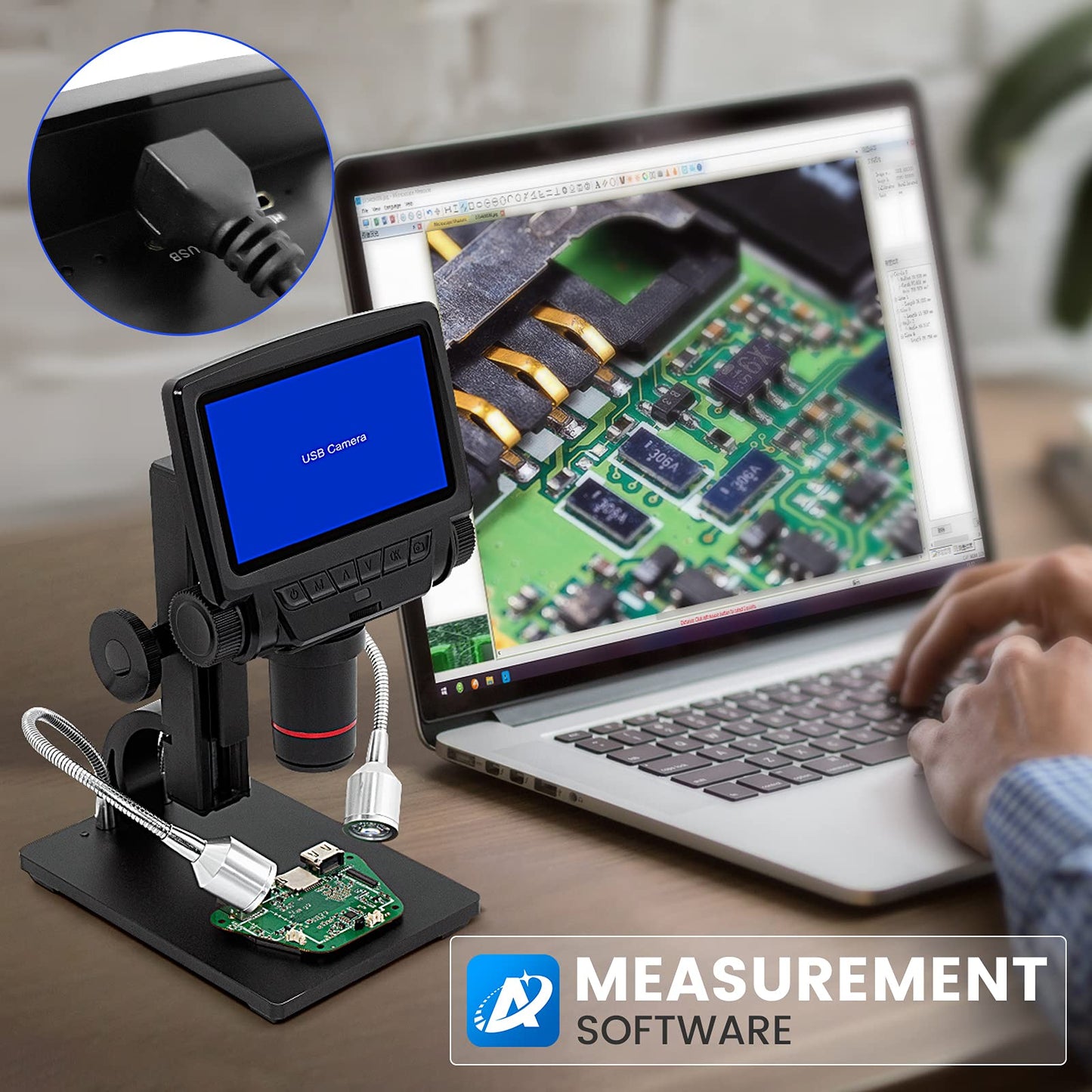 Andonstar ADSM301 HDMI 1080P Full HD Digital Microscope 260X Scope for PCB Circuit Board Soldering Tools Video Microscope with LCD Screen