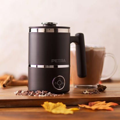 Petra PT5133VDEEU10 Chocolisse hot chocolate machine with whisk, 300ml/150ml milk frother, cold function for iced coffee, hot/cold, light/thick foam, touch control panel, Black