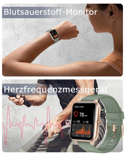 GRV Smartwatch for men and women with phone function, fitness watch with heart rate monitoring, SpO2, pedometer, sleep monitor, multi training modes for iOS Android phone