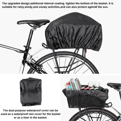 CXWXC Rear Bicycle Basket with Cargo Net and Thick Padding for Bicycle, Thick Padding Bag for Bicycle, Electric Bicycle (CX-HT-193-EU)