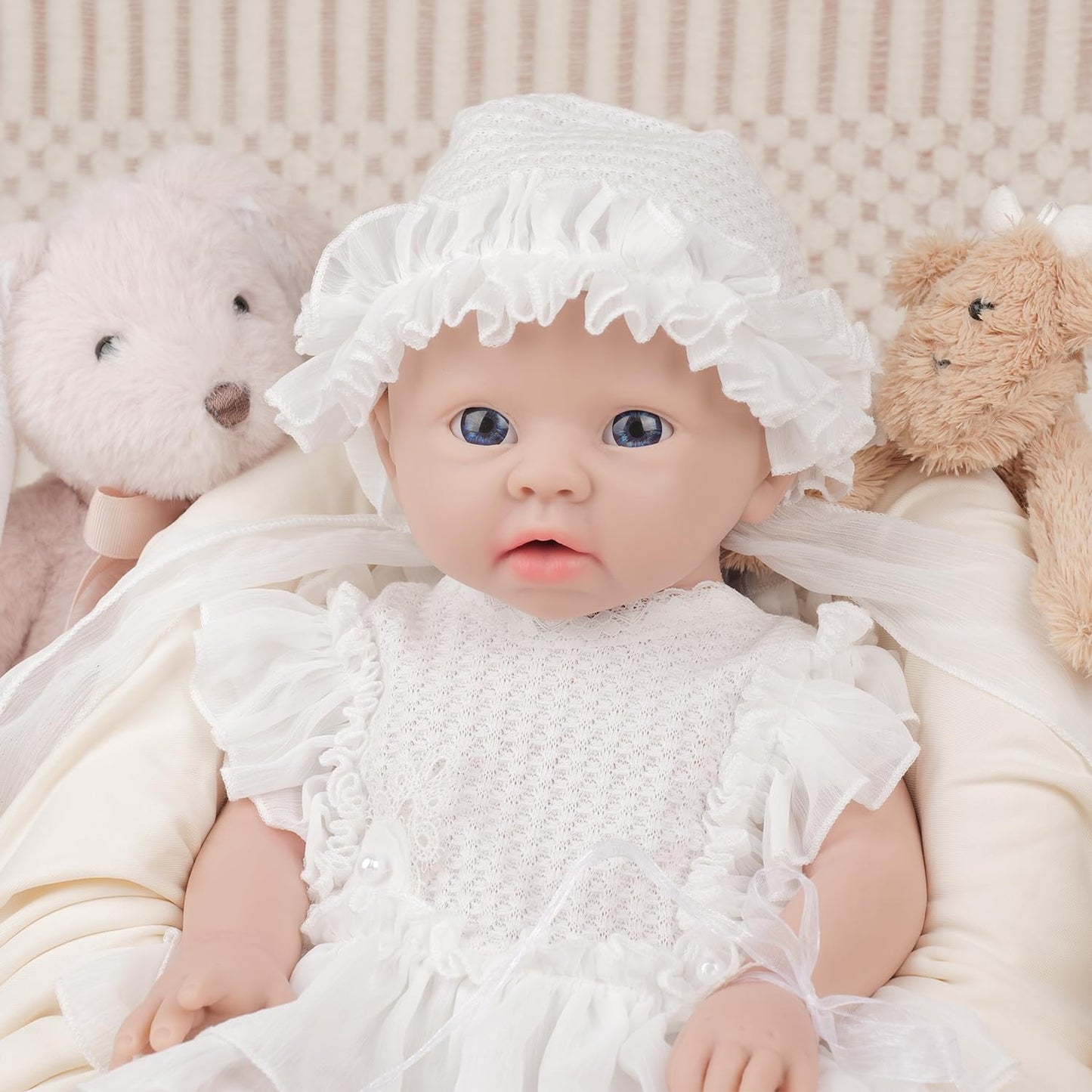 IVITA Full Body Silicone Reborn Baby Doll Newborn Real Doll Handmade Blue Eyes Soft Baby Girl Doll (WG1519-48cm-3791g-Girl)