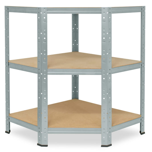 shelfplaza® HOME Corner Shelf 90x60x30cm Heavy Duty Galvanized/Metal Standing 3 Shelves Each 175kg Capacity/Corner Shelf Heavy Duty Corner/Plug-in Shelf