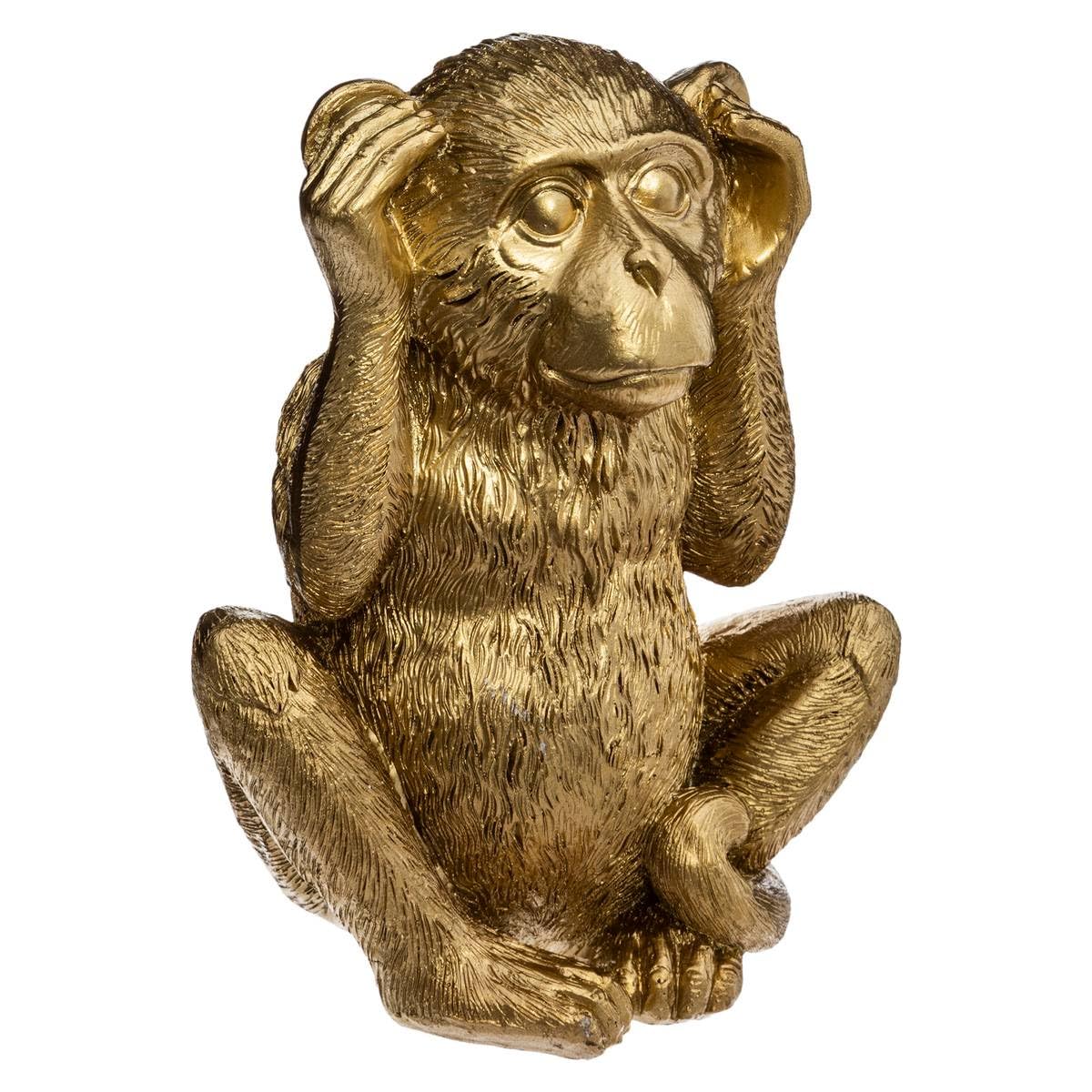Atmosphera - Set of 3 statues "Wise Monkeys" - Resin - golden H 17 cm - Gold