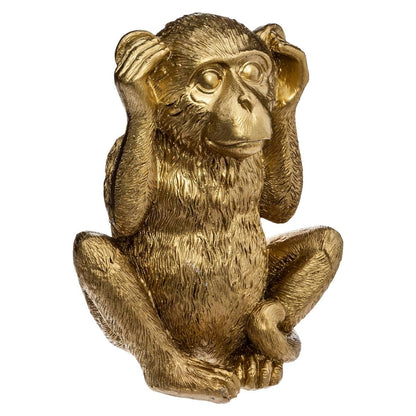 Atmosphera - Set of 3 statues "Wise Monkeys" - Resin - golden H 17 cm - Gold