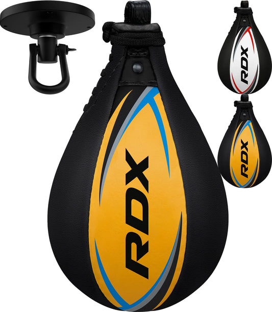 RDX Speed Bag Adult Leather Set, Speedball Hanging with Bracket, Professional Punching Ball Boxing Speed Bag, Speed Ball Boxing Training Equipment.