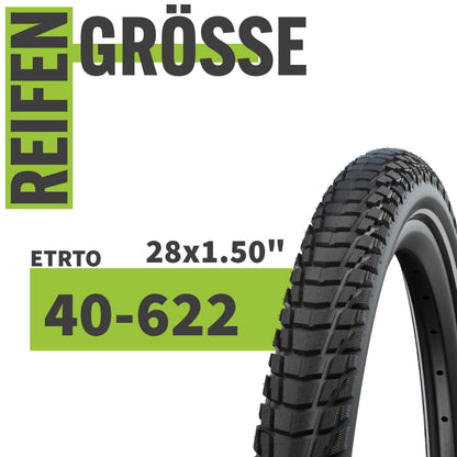 2-pack Schwalbe Marathon Plus Tour 2022 Smart Guard tires 28x1.40 inch (37-622), 28x1.50 inch (40-622), or 28x1.75 inch (47-622) with choice of tube + tire lever (SV valve tubes, 28x1.50 inch (40-622)).