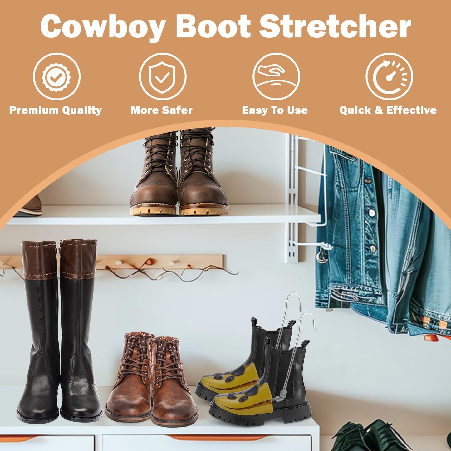 Exshoiu Shoe Stretcher, Boot Stretcher, High Instep Shoe Stretcher, Pair of Adjustable Shoe Stretchers for Men and Women.