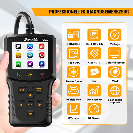 OBD2 diagnostic tool OBD car diagnosis: EOBD car adapter engine fault reading device reader with full OBDII functions - automotive reading device German for BMW VW Mercedes Audi all OBDII vehicles