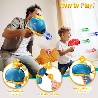 Doloowee dinosaur dart board shooting game toy, throwing game toy guns with target, 12 sticky balls, indoor outdoor garden toy for boys girls 3 4 5 years old (red+blue)