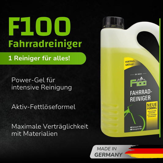 DR. WACK - F100 Bicycle Cleaner 2 Liter - Cleaning agent for the entire bicycle - Effective bicycle care product - Cleaning spray acid-free & gentle on materials - High-quality bicycle care.