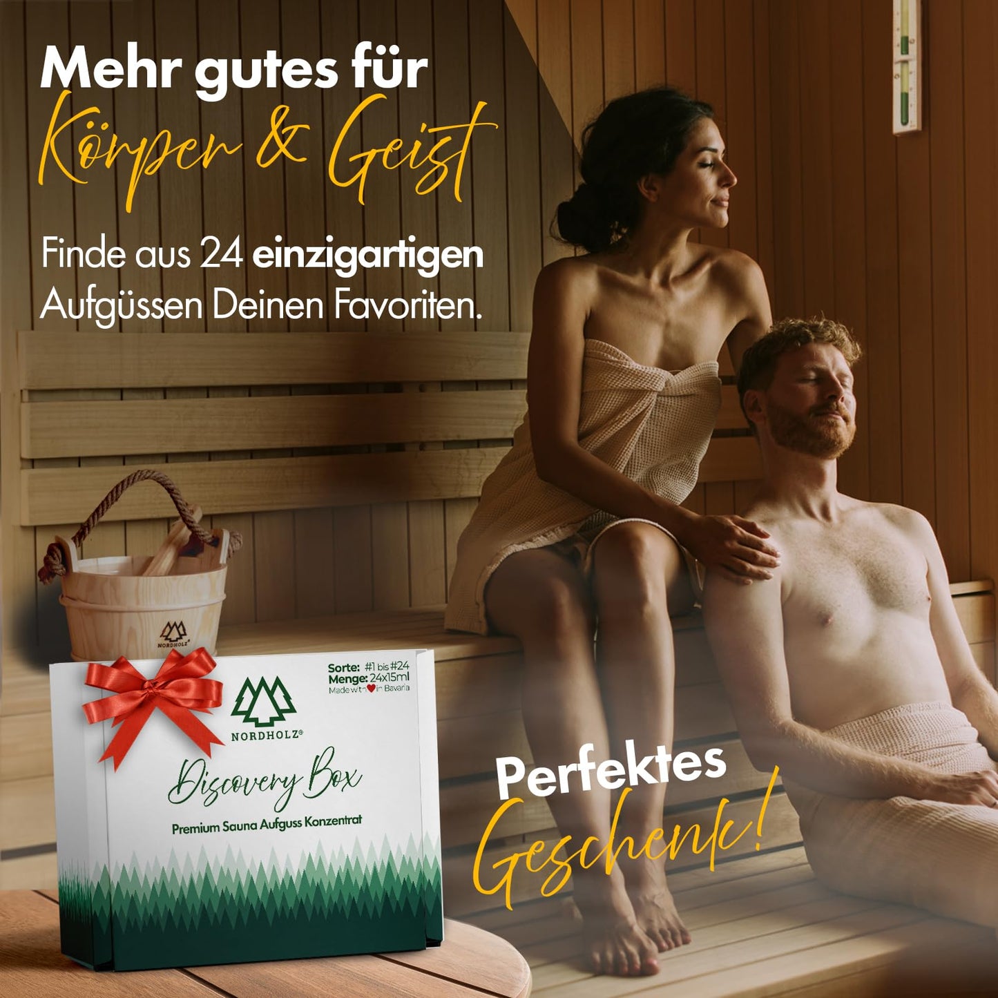 NORDHOLZ® Sauna infusion Discovery Box 24x15ml [#25-#48 PURE ESSENTIAL OILS] Sauna infusion - Sauna infusion from Franconia - Sauna accessories