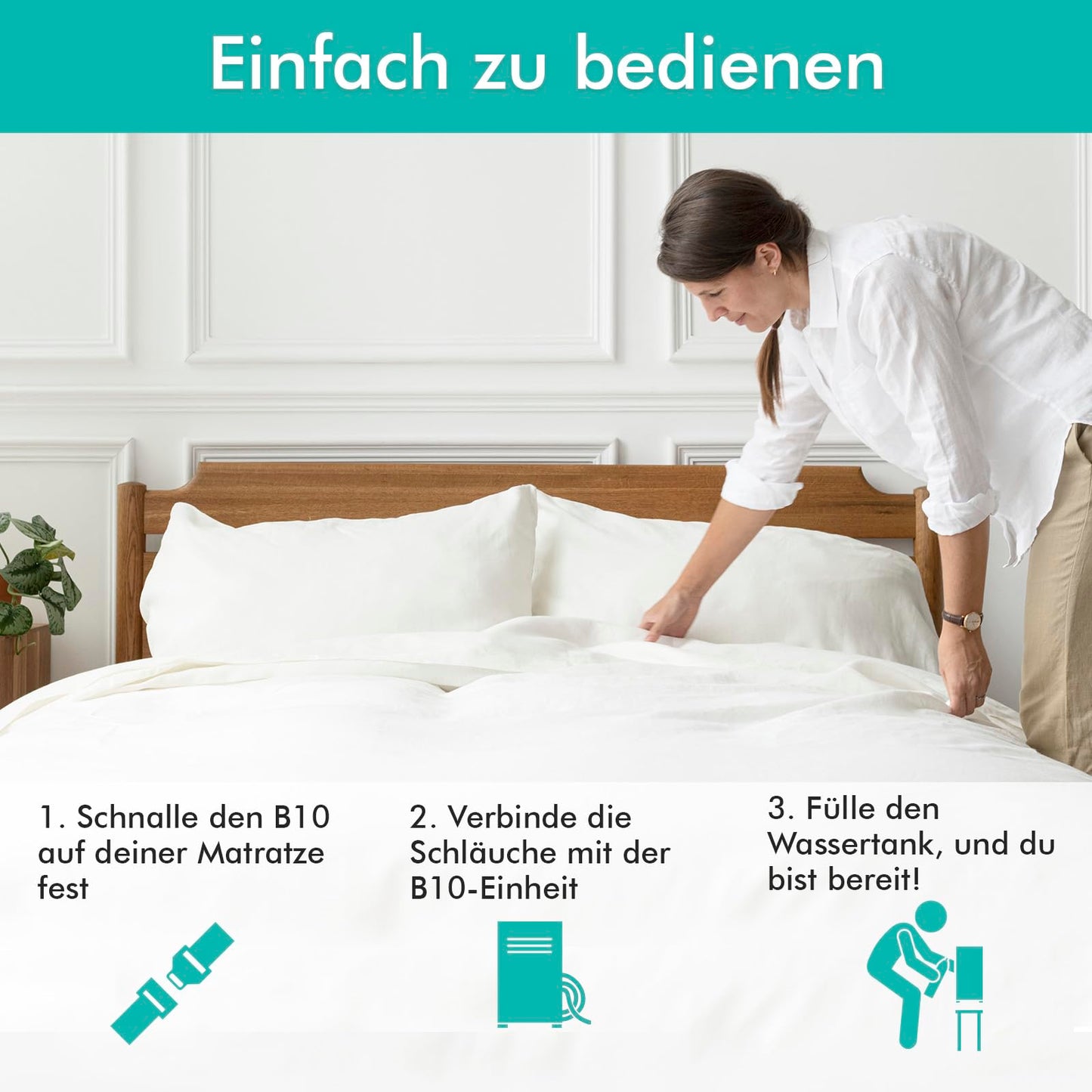 Adamson B10 Cooling Mattress Topper - Twin 190x100 cm - 100% cotton - Cooling pad for a peaceful, restful sleep - Ideal for hot sleepers - Energy-efficient design.