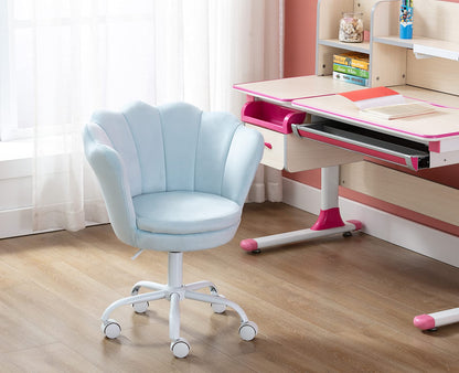 Wahson Velvet Kids Desk Chair Swivel Chair with Armrests for Girls Children Study Office Chair Adjustable Height (Light Blue)