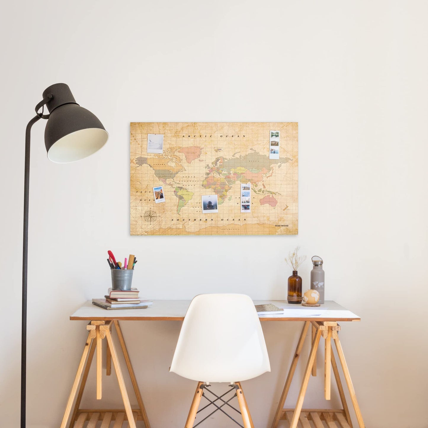 Miss Wood Woody Old School XL Map, Cork, Multicolor, 90 x 60 x 0.4 cm