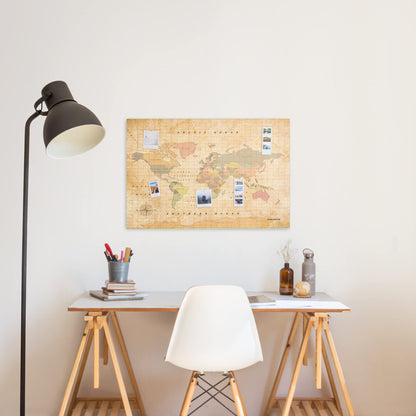 Miss Wood Woody Old School XL Map, Cork, Multicolor, 90 x 60 x 0.4 cm