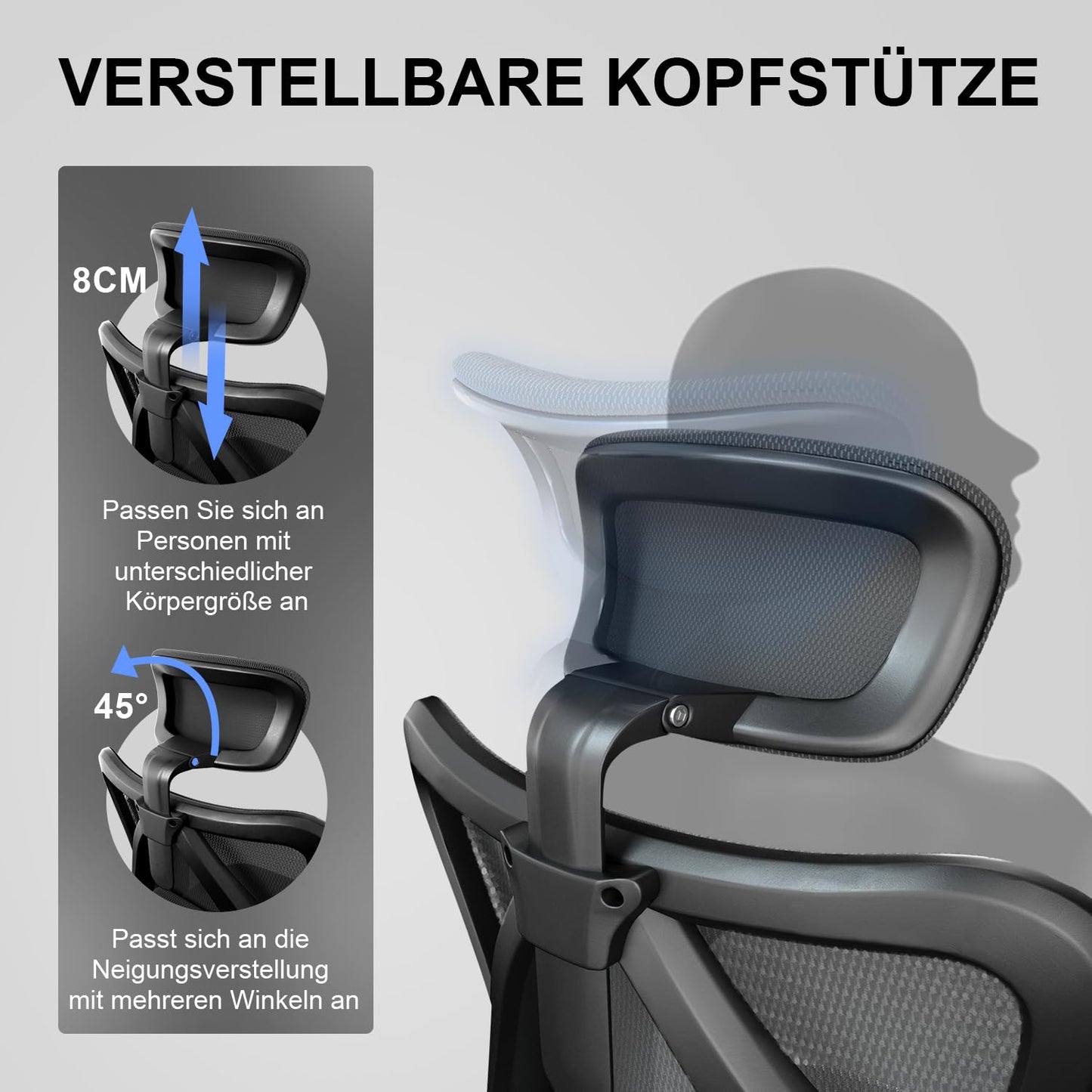 SIHOO ergonomic office chair features adjustable lumbar support, headrest, and armrests, height adjustment, rocking function, supports up to 150kg/330lb.