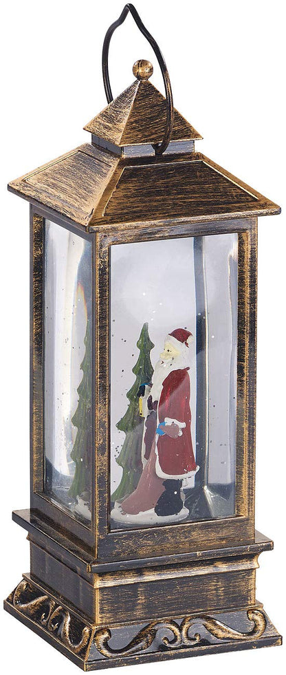 infactory Christmas Lantern: LED lantern with snow swirl and decorative Santa Claus, warm white (lantern Christmas, LED with snowstorm, Christmas ball)