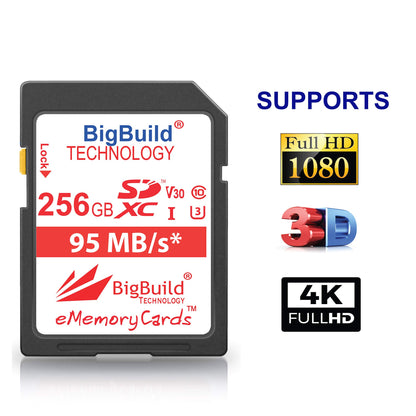 BigBuild Technology 256GB UHS-I U3 95MB/s Memory Card for Nikon D3400, D500, D5300, D5500, D5600, D610, D7200, D750, D7500, D850 Camera