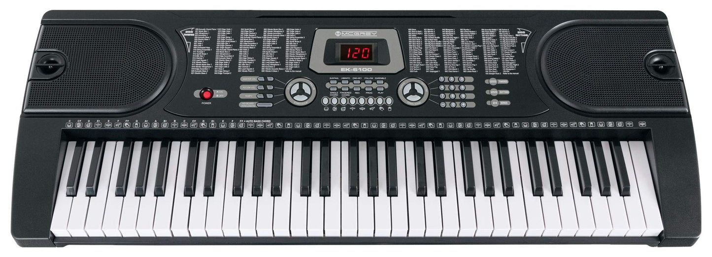McGrey SK-6100 Keyboard Super Kit - beginner instrument with 61 keys - 255 sounds and accompaniment rhythms - learning functions - includes keyboard stand, stool, microphone, and headphones - black