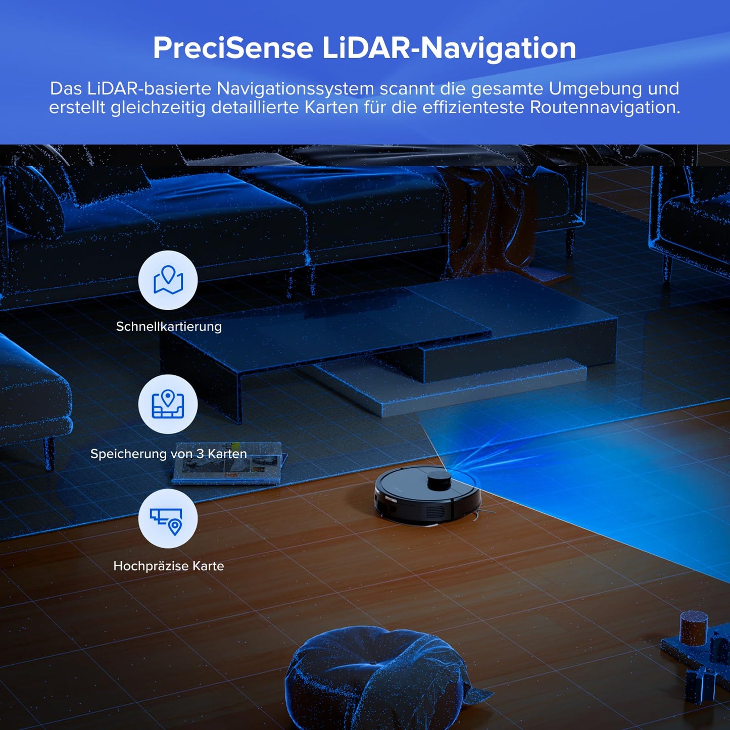roborock Q7 L5+ set robot vacuum with automatic dust disposal, dual anti-tangle system, 8,000 Pa suction power, electronic water tank, LiDAR navigation, ideal for carpets and pet hair (black)