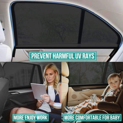 WIN.MAX Baby Car Sun Shade with Certified UV Protection, Universal Car Sun Shade Net, for Side Windows Mesh Material Protects Passengers, Children & Pets, 2 Pieces (XL), Passenger Car
