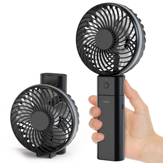 gabless USB fan, handheld fan with 5200mAh battery, USB desk fan 20 hours working time, mini fan 5 levels strong wind, small fan quiet for office bedroom