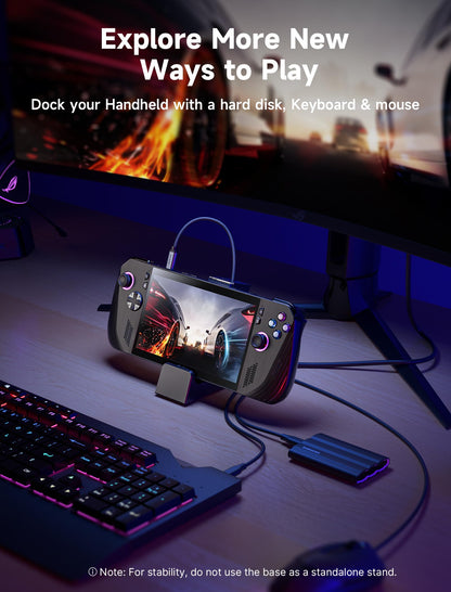 JSAUX 6-in-1 Docking Station Compatible with ROG Ally X/ROG Ally/Steam Deck/Legion Go/Legion Go S, with HDMI 4K@120Hz, Gigabit Ethernet, USB A & USB C 3.0, and 100W PD Charging - HB0609 Black