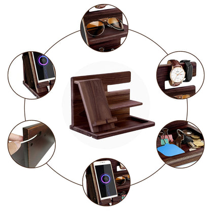 Gifts for men birthday Wooden phone docking station Watches Wallets Nightstand organizer Christmas men's gift, birthday gifts for men or father Desk organizer Wood
