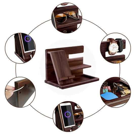 Gifts for men birthday Wooden phone docking station Watches Wallets Nightstand organizer Christmas men's gift, birthday gifts for men or father Desk organizer Wood