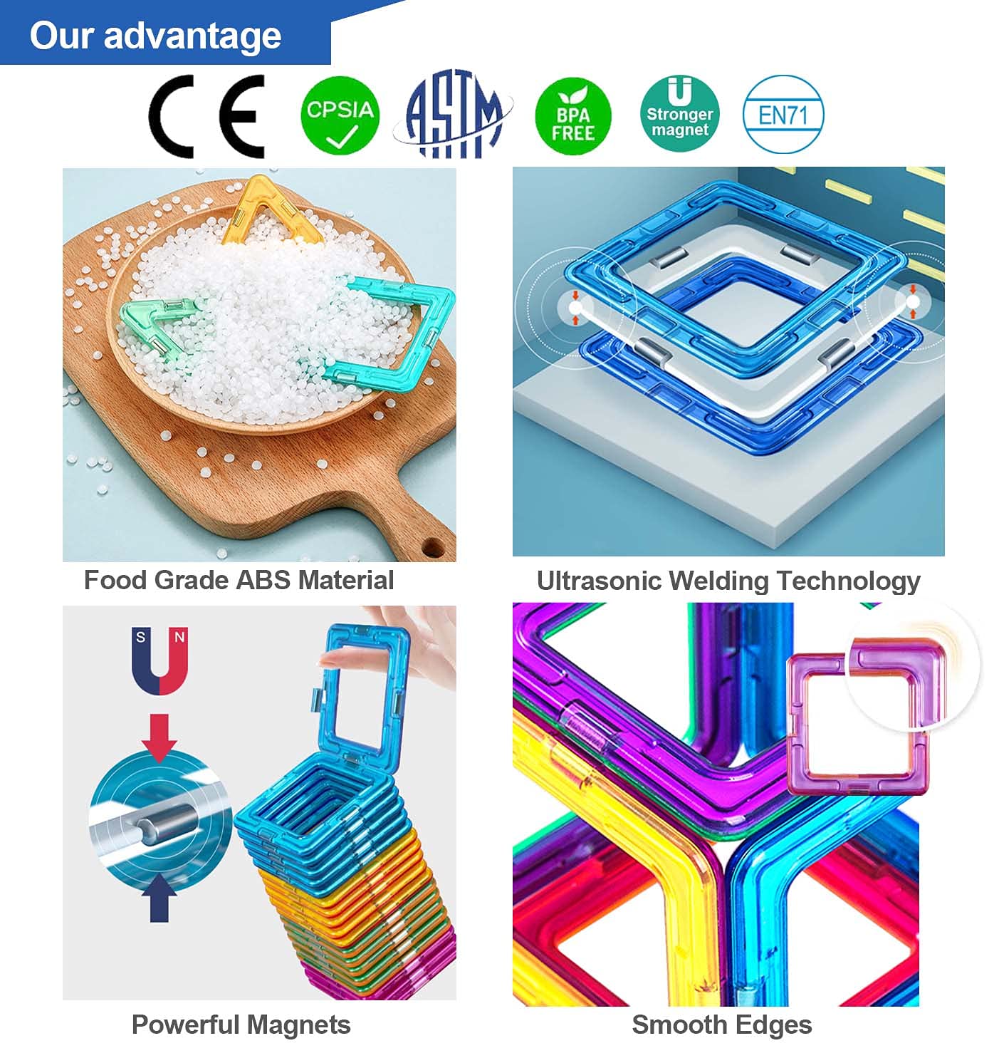 CONDIS Magnetic Building Blocks 42 Pieces, Magnetic STEM Building Set, creative educational toy for Montessori preschool learning for boys and girls aged 3 years and up.