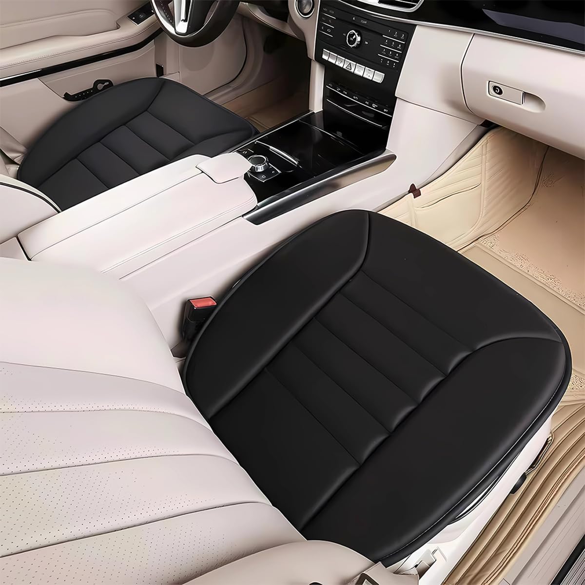 JNNJ 2 Pieces Car Seat Cushion, Soft Non-Slip Auto Seat Cushion, Car Seat Cushion Front Seats Memory Foam Pad, For Car Seat, Office Chair Wheelchair, And All Chairs (Black)