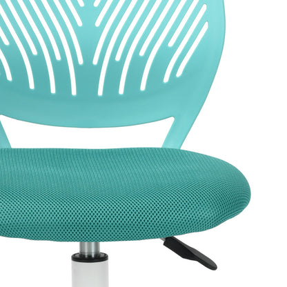 FurnitureR Desk Chair, Study Swivel Chair without Armrests, Adjustable Office Chair, Work Chair for Home Office, Bedroom, Study Room, Turquoise.