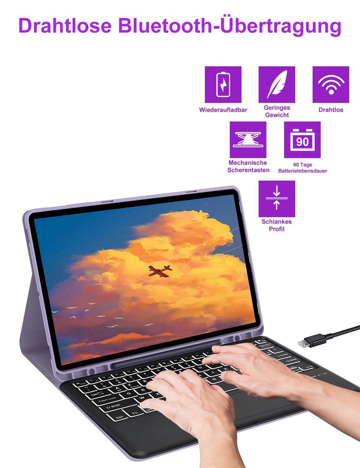 IVEOPPE Galaxy Tab Fe keyboard with touchpad, keyboard case for Galaxy Tab S7 FE/S7+/S8+ 12.4''