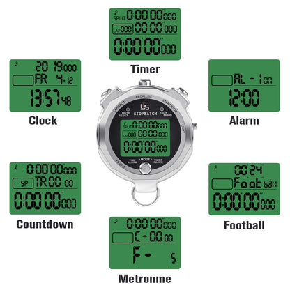 LAOPAO Stopwatch, 1/1000 Second Precision 100 Lap Memory Data LCD Electronic Digital Chronograph Timer with Light Function & Silent Function for Football Sports Referee Trainer
