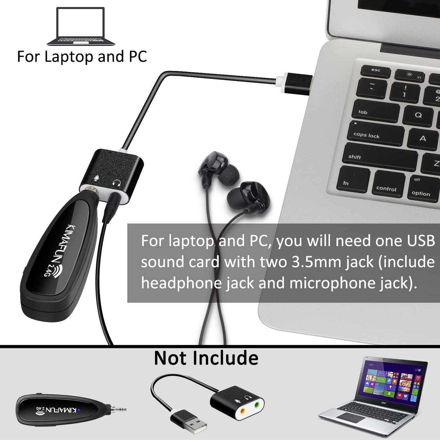 Wireless fitness microphone headset, KIMAFUN sweatproof waterproof headset microphone with rechargeable transmitter and pocket receiver for speakers, PA, smartphone, fitness trainers, yoga