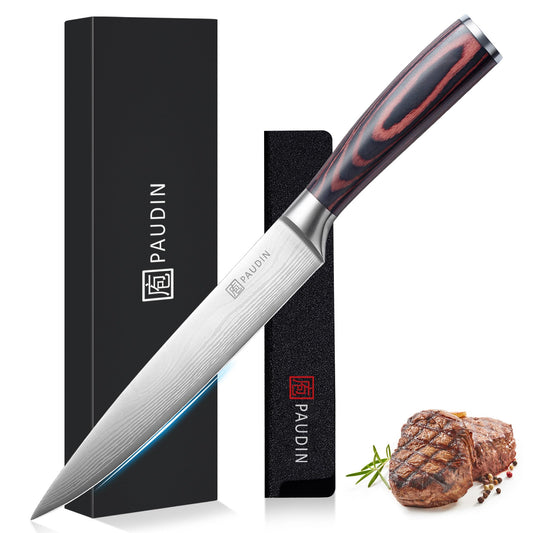 PAUDIN Meat Knife Chef Knife Carving Knife, Blade Length 20 cm Knife Utility Knife, ultra sharp high Carbon German Stainless Steel Kitchen Knife with ergonomic non-slip handle