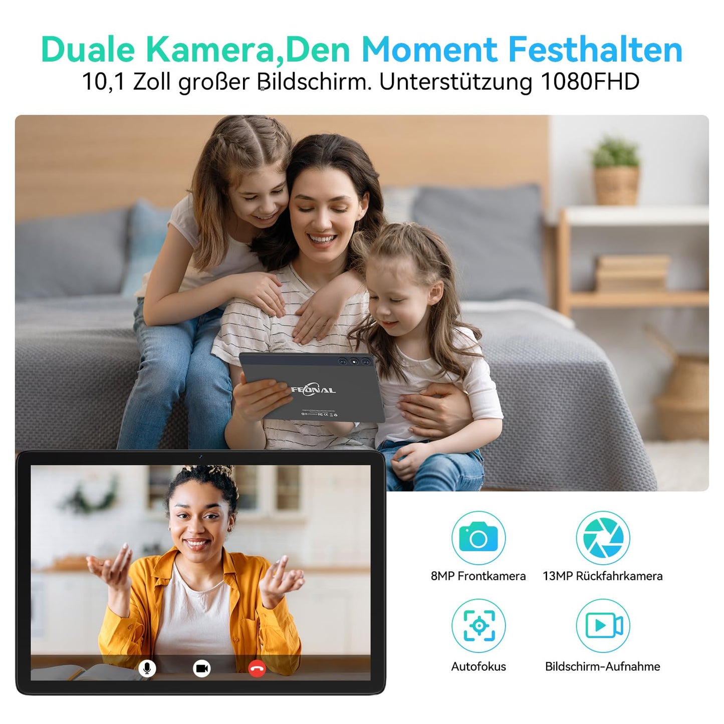 2025 Latest Android 14 Tablet 10 inch, 4G LTE Tablets with 2 SIM 1 SD slot, 5G Wifi Tablets PC with 14GB+128GB(1TBTF), 3-in-1 Tablet with Keyboard Mouse-Octa-core, 1080FHD, 13MP+8MP, 7000mAh, GPS/OTG-Gray