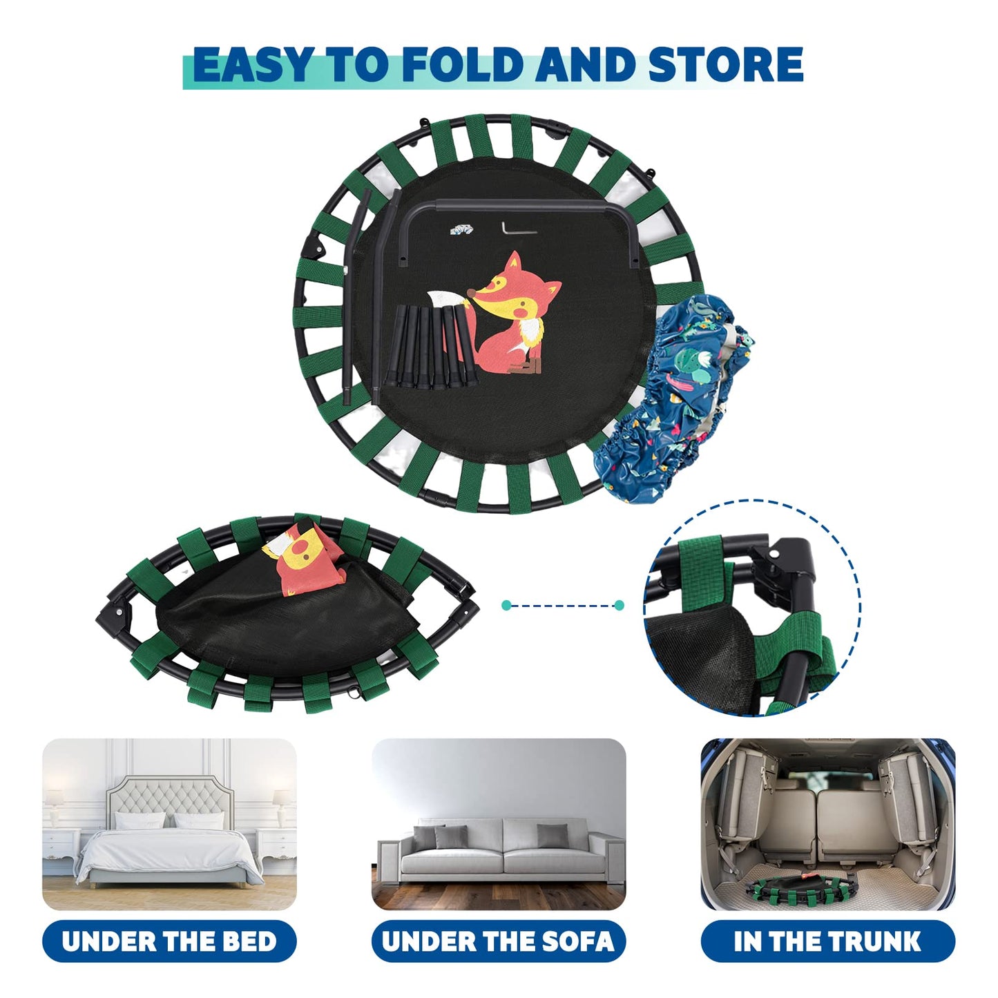 HOMCENT Kids Trampoline, 96 cm Mini Trampoline for Kids Indoor Outdoor Jumping Garden Trampolines