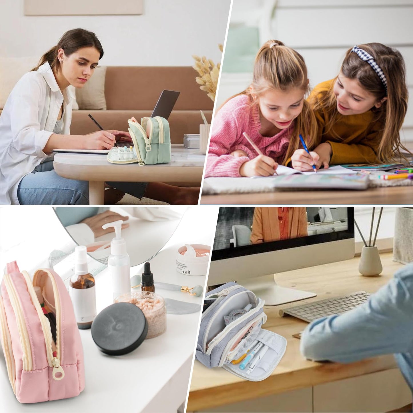 COLOCASTLE Pencil Case with 3 compartments, large capacity for girls, boys, teenagers, and adults. Ideal for school or office use, with a handle for easy carrying.