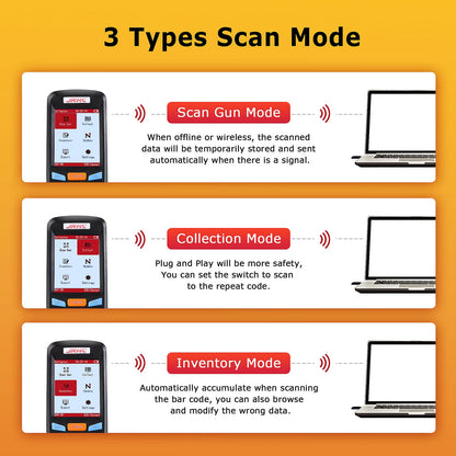 JRHC 2D Inventory Barcode Scanner and Collector with 2.4GHz Wireless USB Receiver. Multifunctional 2.8 Inch LCD Screen Barcode Reader with Long Transmission Range.