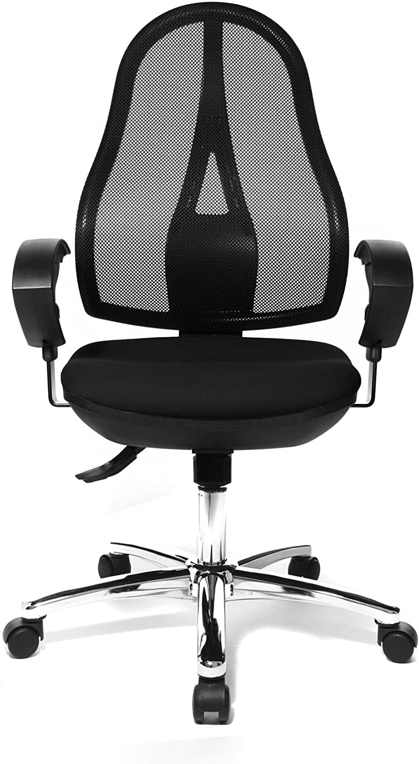 Topstar Open Point SY Deluxe, ergonomic syncro-disk swivel chair, office chair, desk chair, including armrests (adjustable height), fabric, black