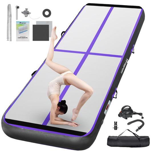 FBSPORT Training mat, 10 cm height, inflatable Air Tumbling Track 4m, gymnastics mat, inflatable, tumbling, gymnastics mat, for tumblers, tumbling, yoga, with pump.