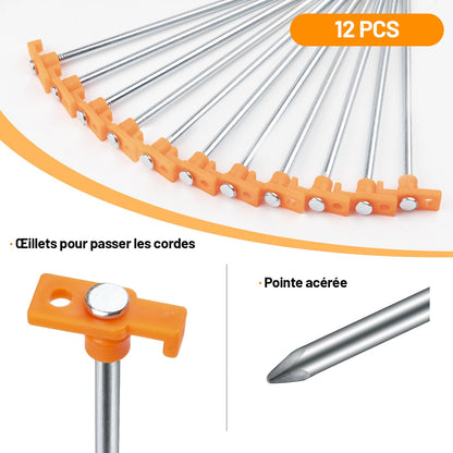 Tent pegs, AVOFOREST stakes ground nails sturdy, Camping stakes, Tent accessories, Long and sturdy ground nails, ideal for normal and hard soil, 18cm (Orange, 20pcs)