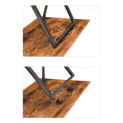 HOOBRO Side Table, Foldable Tray Table, Coffee Table, TV Tray in Industrial Style, Easy to Assemble, Dark Brown and Black EBF15BZ01