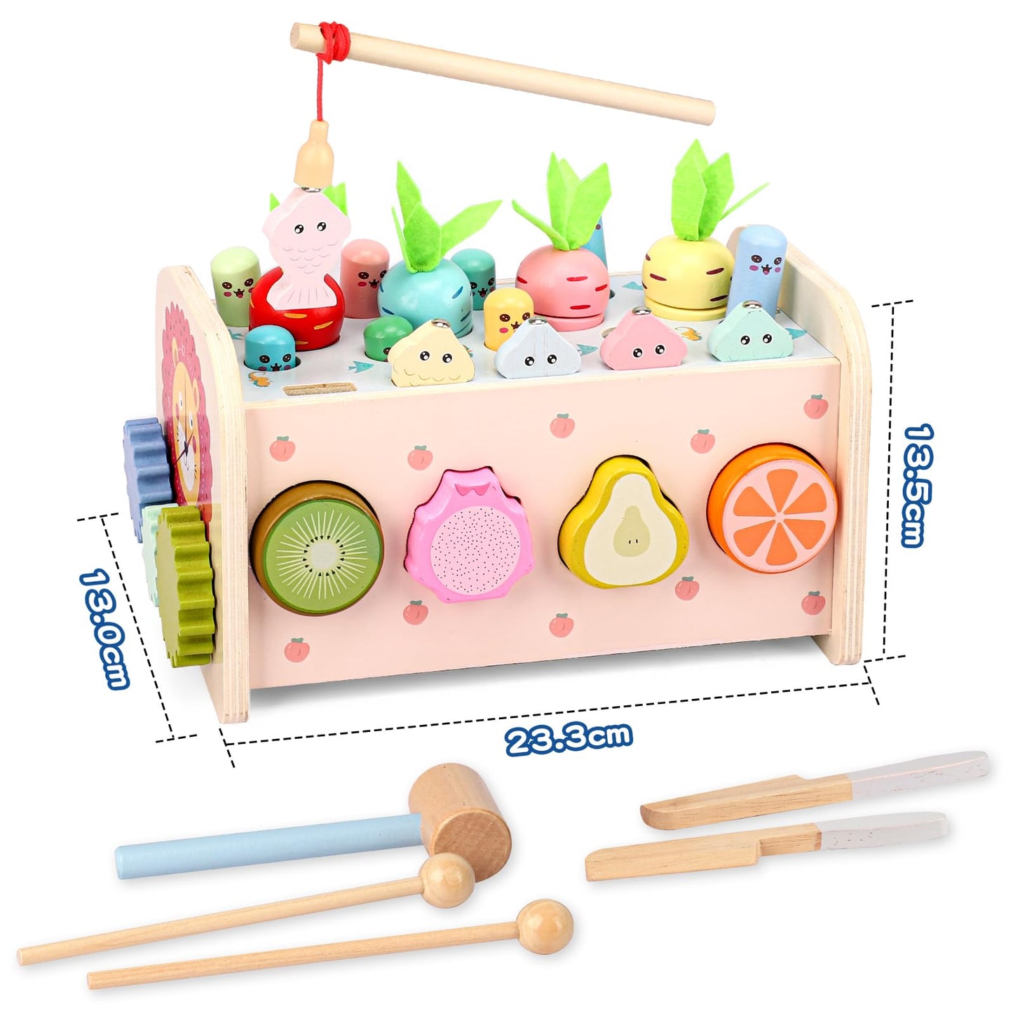 Montessori toy for 1 year old, 9 in 1 wooden children's toy motor skills toy hammering game stacking game gift for 12 months 2 3 year old kids boy girl toddler baby educational toy motor skills cube