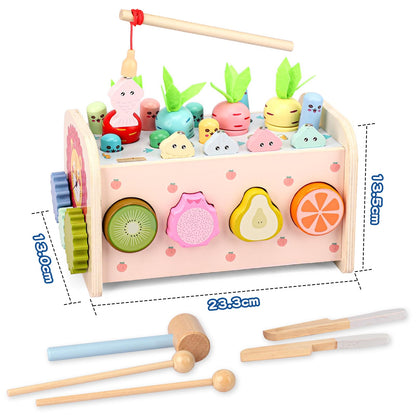Montessori toy for 1 year old, 9 in 1 wooden children's toy motor skills toy hammering game stacking game gift for 12 months 2 3 year old kids boy girl toddler baby educational toy motor skills cube