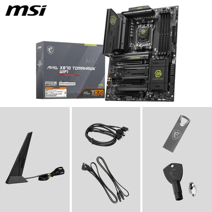 MSI MAG X870 Tomahawk WiFi Motherboard, ATX - Supports AMD Ryzen 9000/8000/7000 processors, AM5-80A SPS VRM, DDR5 Memory Boost 8400+MT/s (OC), PCIe 5.0 x16 & 4.0 x16, M.2 Gen5, Wi-Fi 7, 5G LAN.