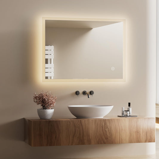 Heilmetz bathroom mirror with LED lighting 70x50cm, dimmable + 3 light colors 3000K/4000K/6500K + anti-fog, vertical/horizontal installation.