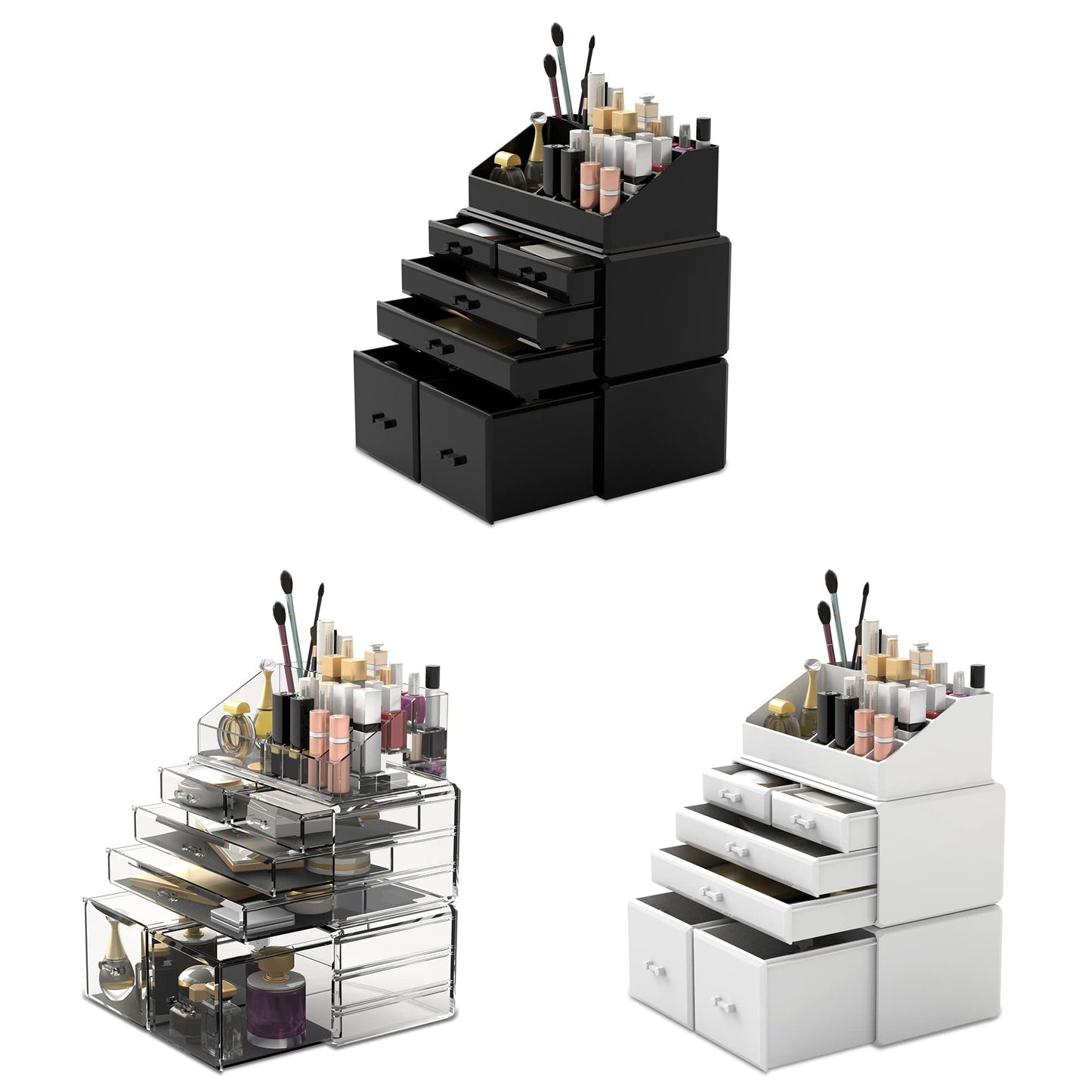 READAEER Makeup Organizer/Cosmetic Storage Box/Makeup Storage Case in 3 layers with 6 drawers, suitable for bedroom and bathroom.